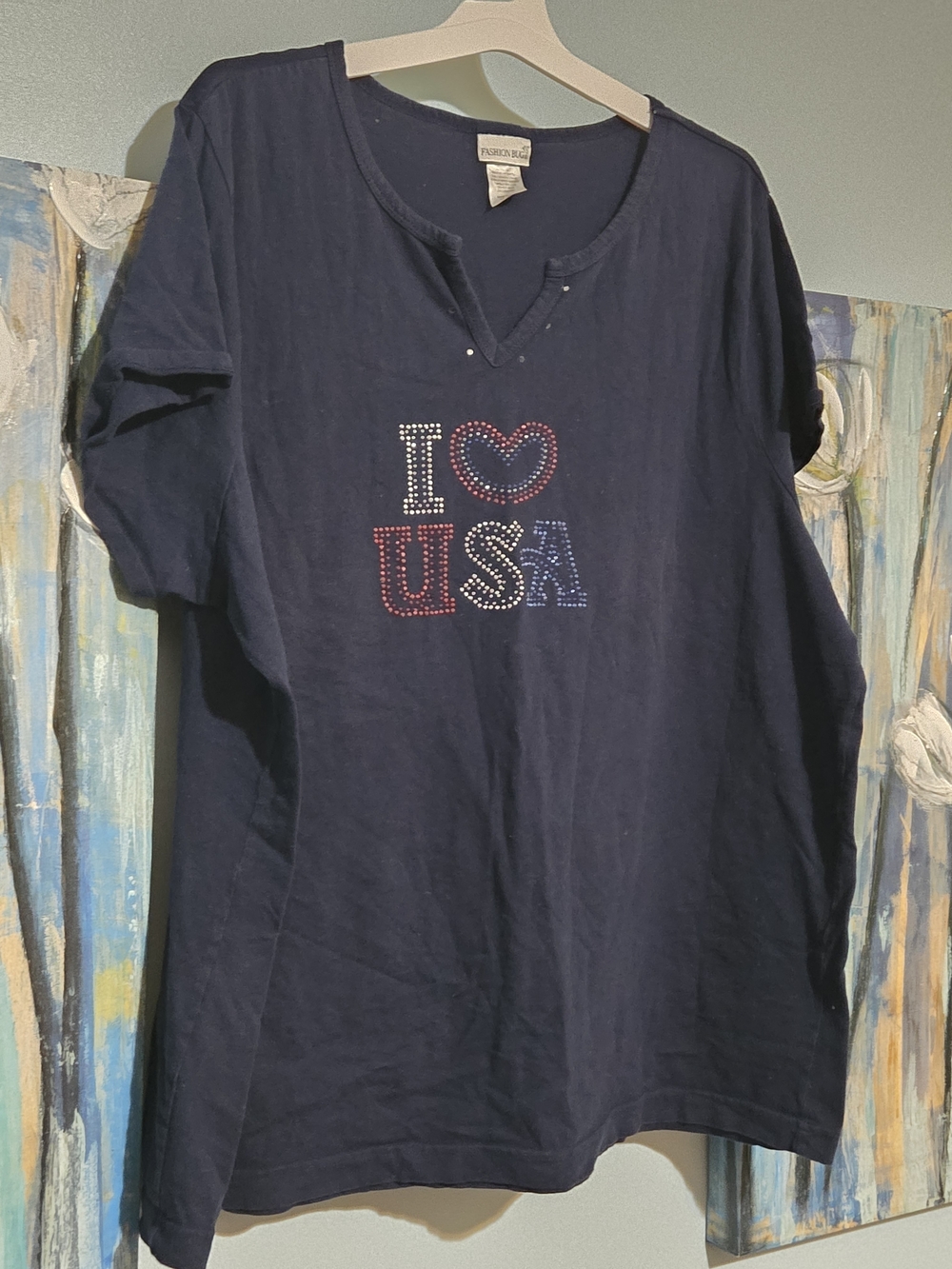 Fashion Bug Navy Tee with Rhinestone Accent